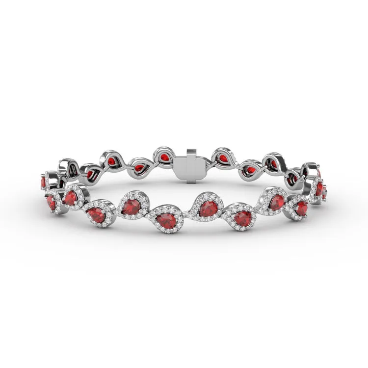 Decorated Ruby and Diamond Bracelet