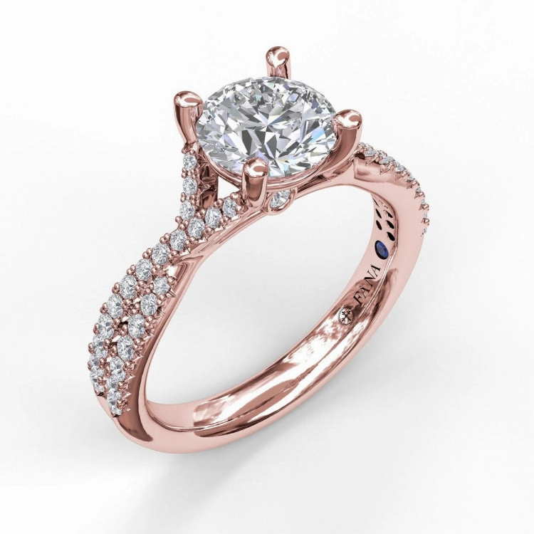 Delicate Late Twist Diamond Engagement Ring