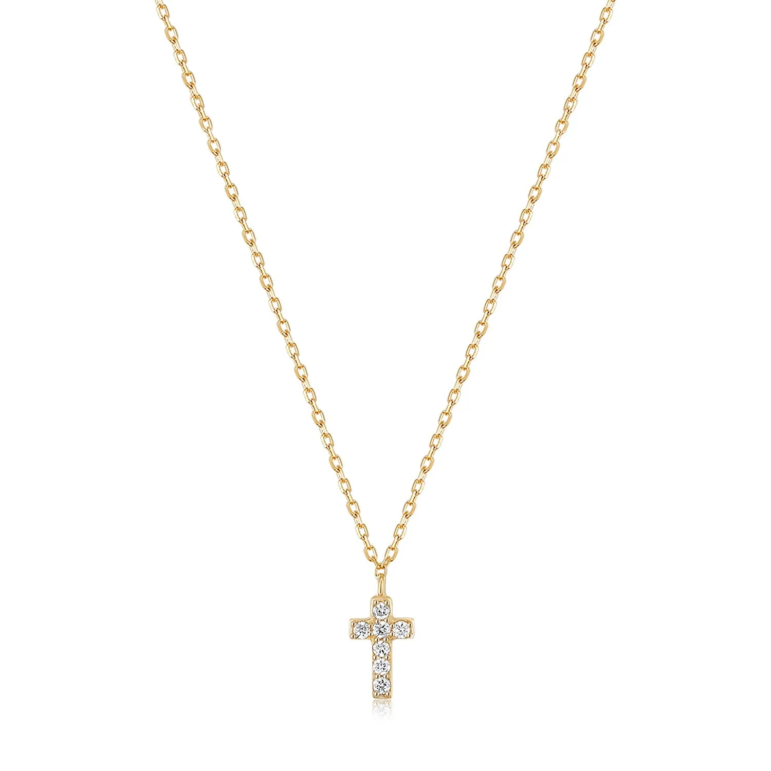 Diamond Cross in 14K Gold Dainty Necklace