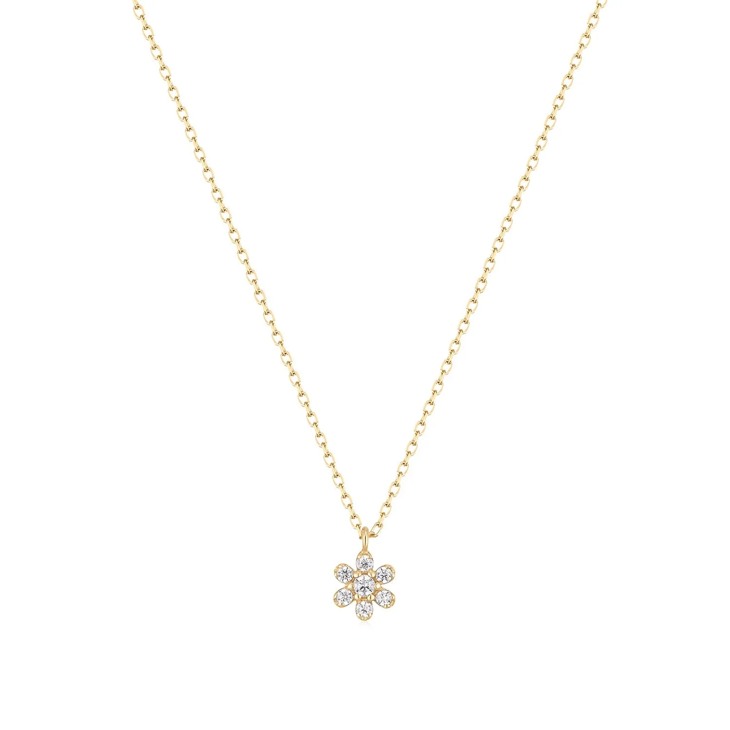 Diamond Daisy in 14K Gold Dainty Necklace