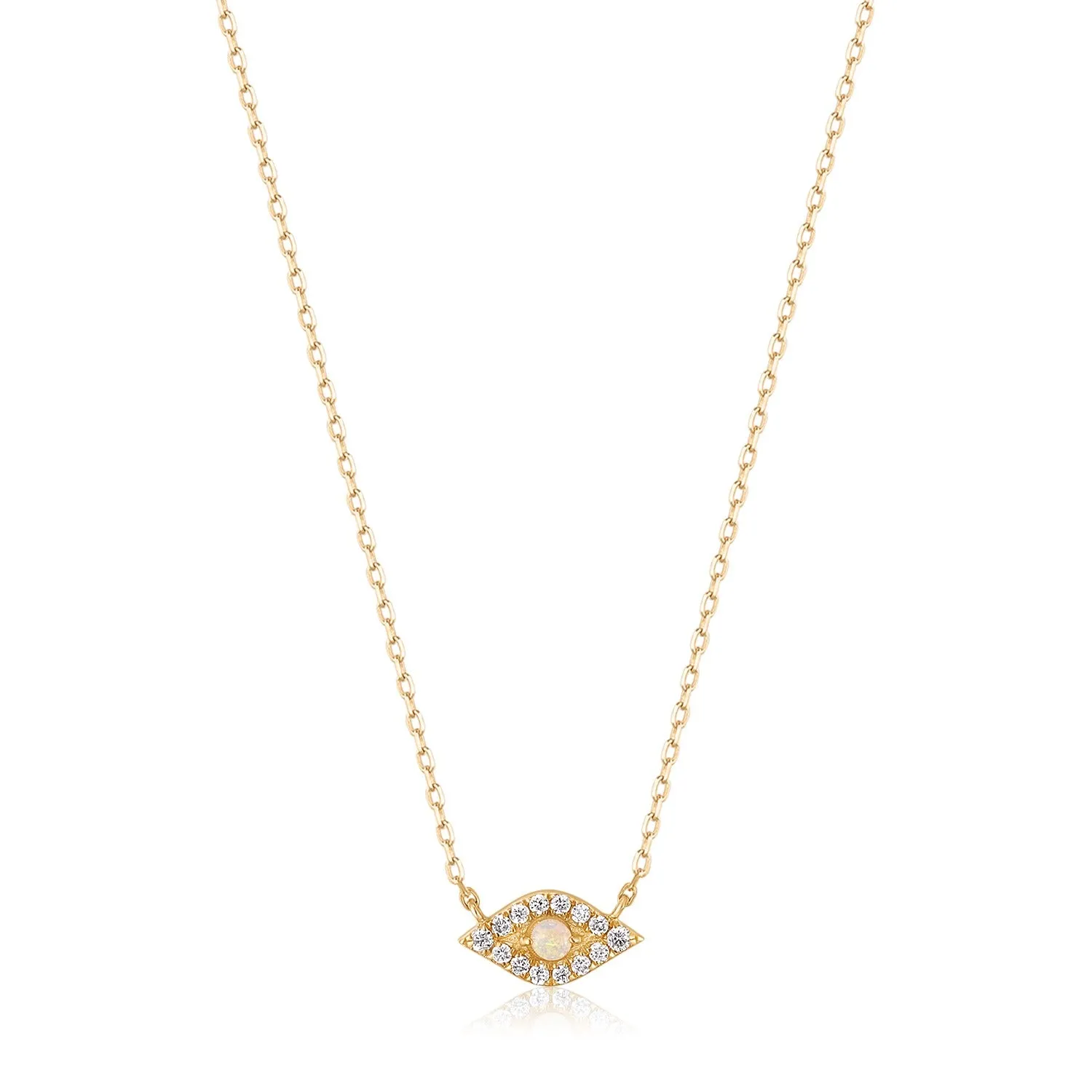 Diamond Evil Eye in 14K Gold Dainty Necklace