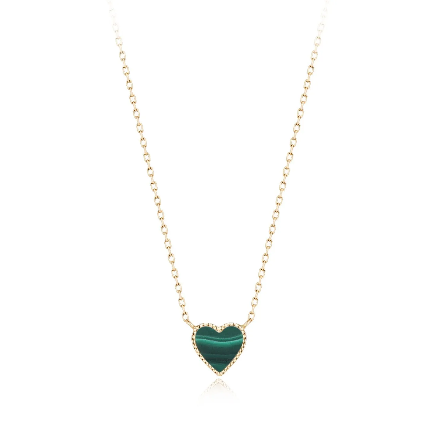 Diamond Jade Heart in 14K Gold Dainty Necklace