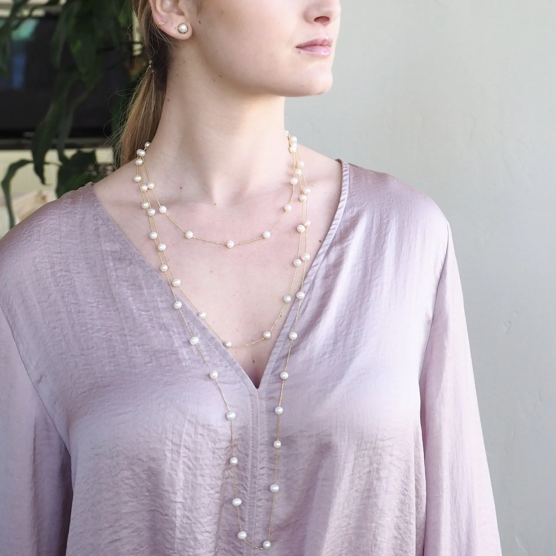 Elizabeth Pearl Necklace - Gold Coated & Freshwater Pearls