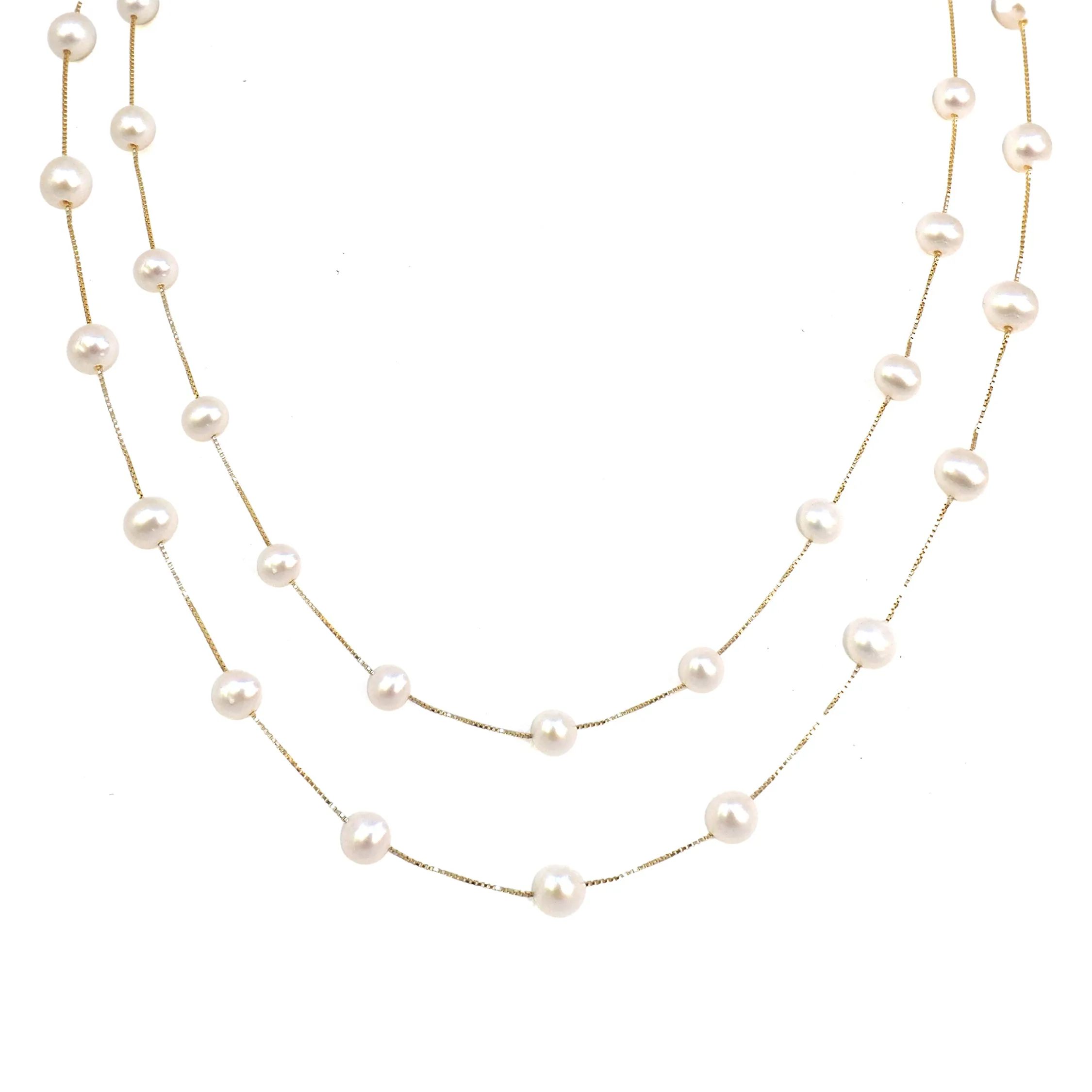 Elizabeth Pearl Necklace - Gold Coated & Freshwater Pearls