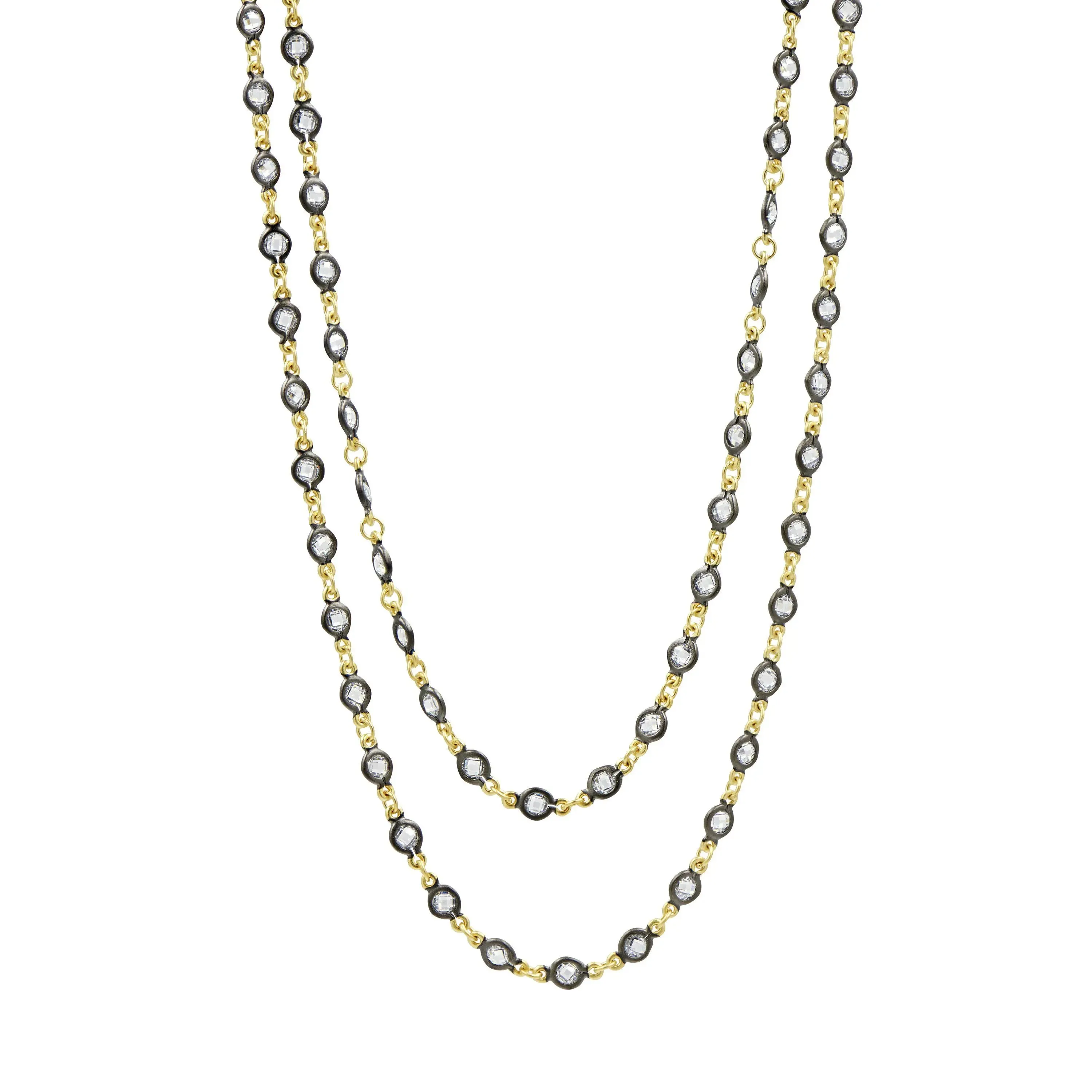 Faceted Stones Wrap Chain Necklace