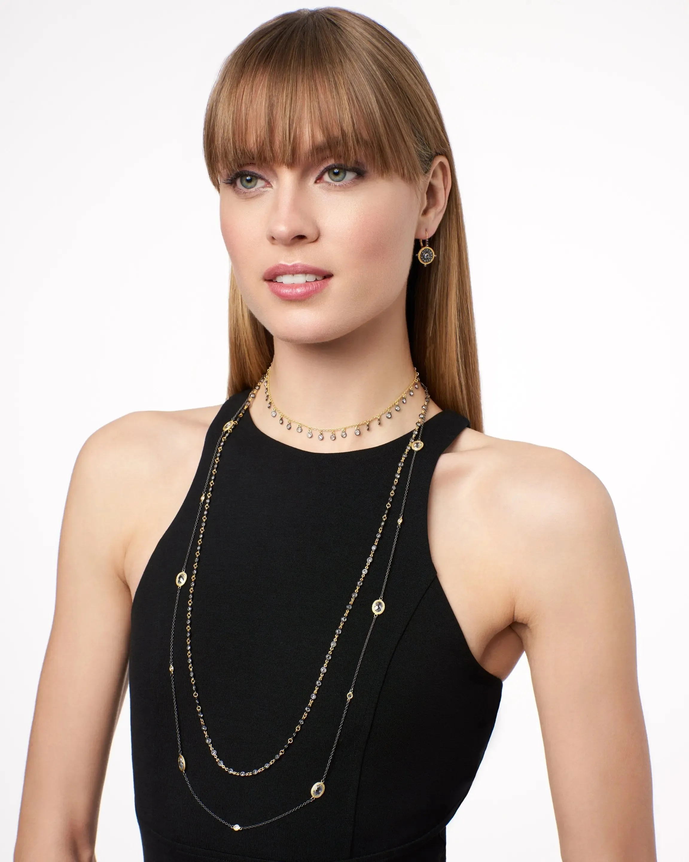 Faceted Stones Wrap Chain Necklace
