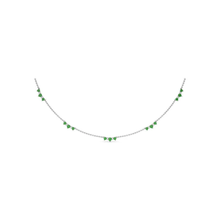 Five Stone Emerald and Diamond Station Necklace