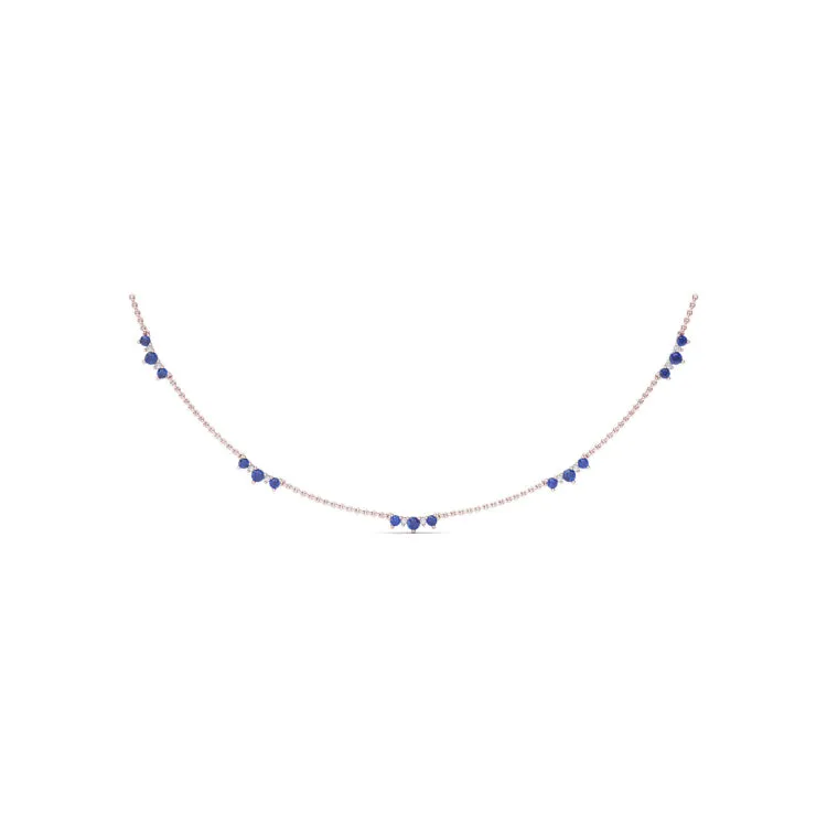 Five Stone Sapphire and Diamond Station Necklace