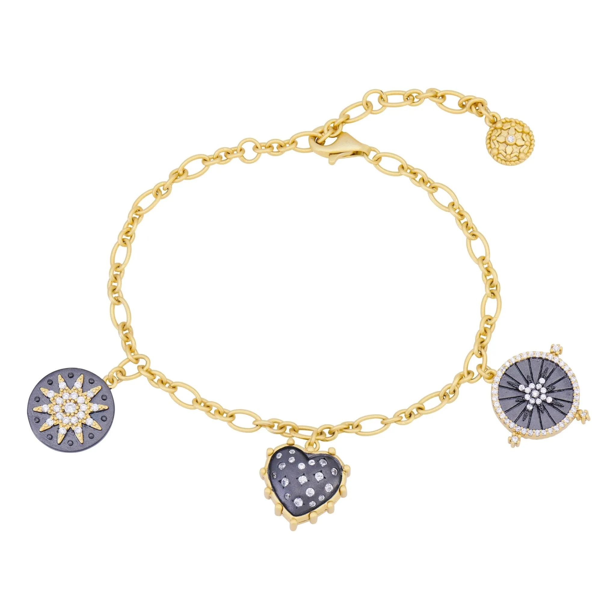 FR Sentiments Heart Token Charms Bracelet
