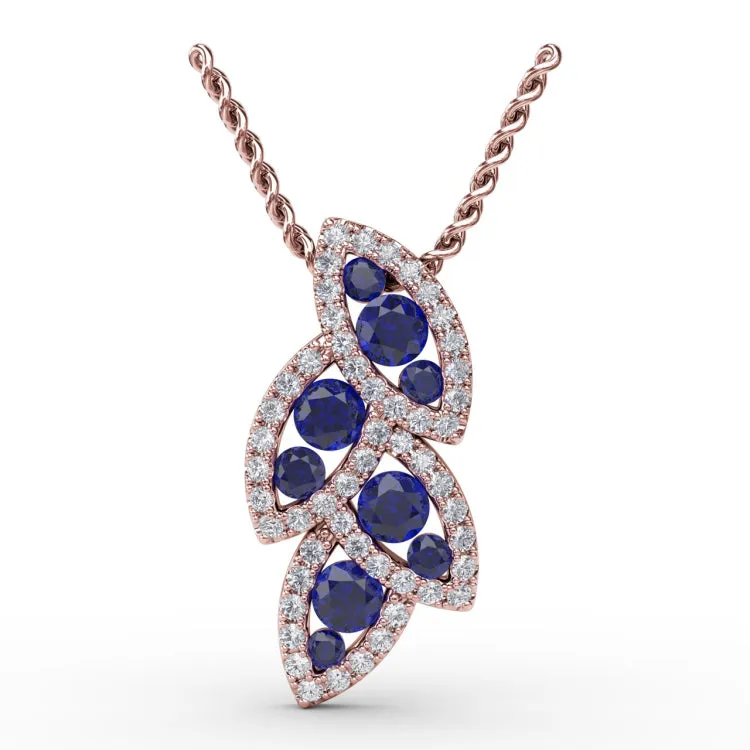 Glam Galore Sapphire and Diamond Leaf Pendant