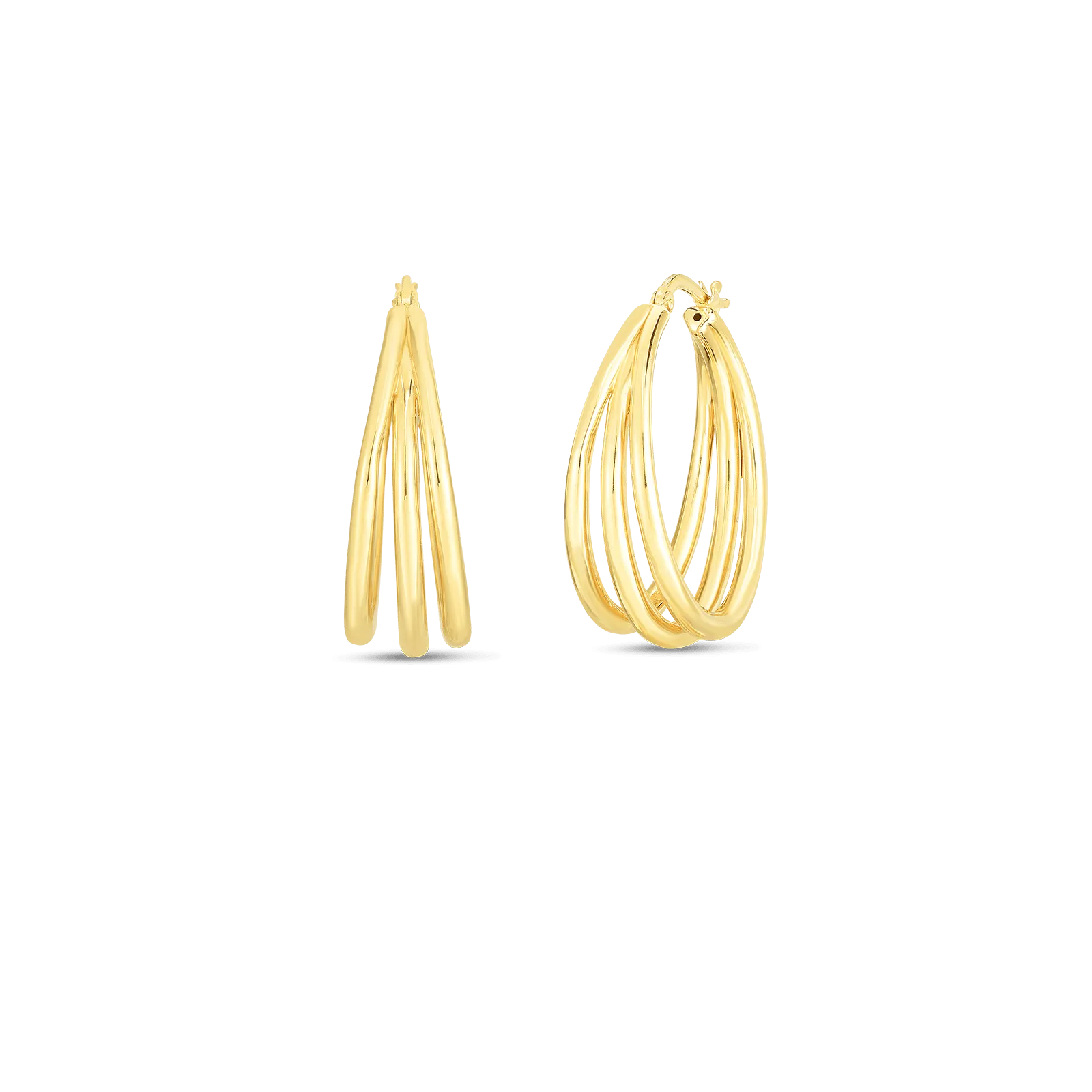 GRADUATED 30MM THIN TRIPLE HOOP EARRINGS