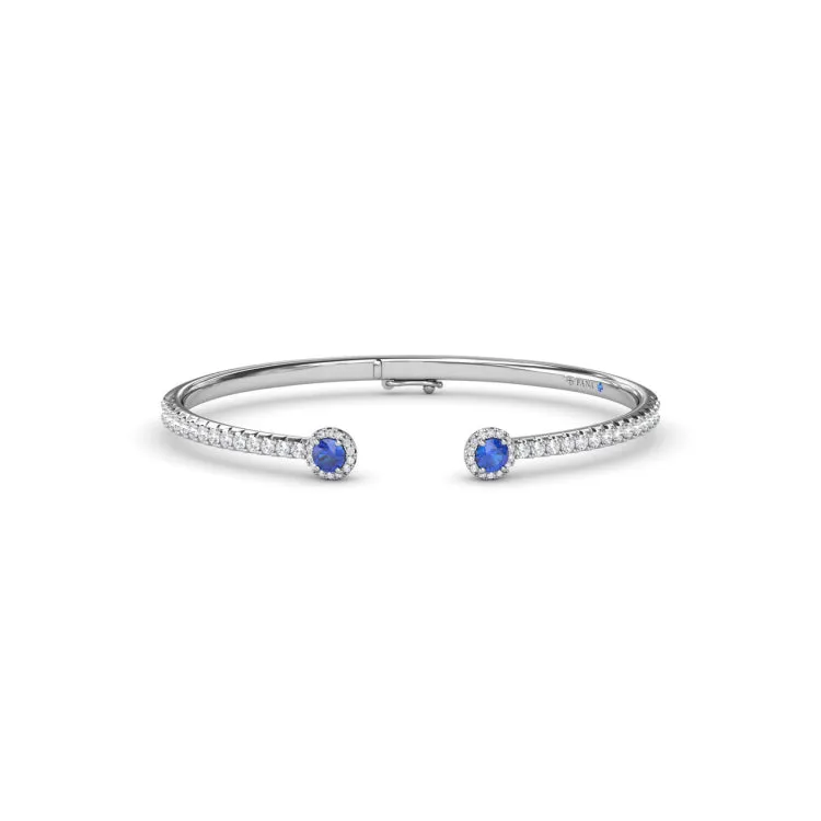Halo Sapphire and Diamond Bangle