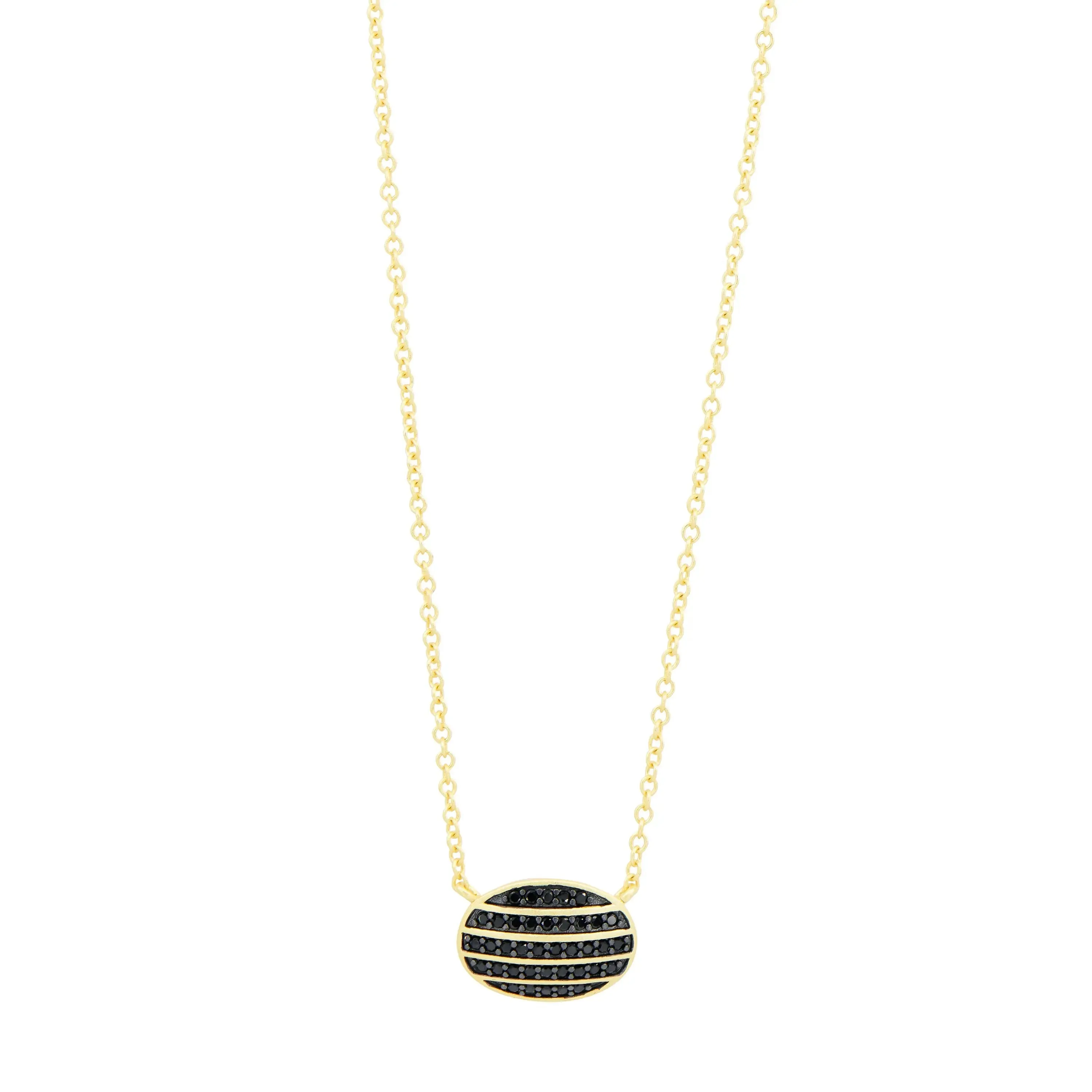 Industrial Finish Oval Cobblestone Pendant Necklace
