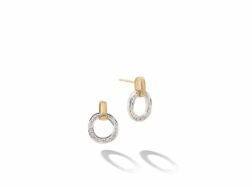 Jaipur Link Collection 18K Yellow & White Gold Flat-Link Diamond Studs