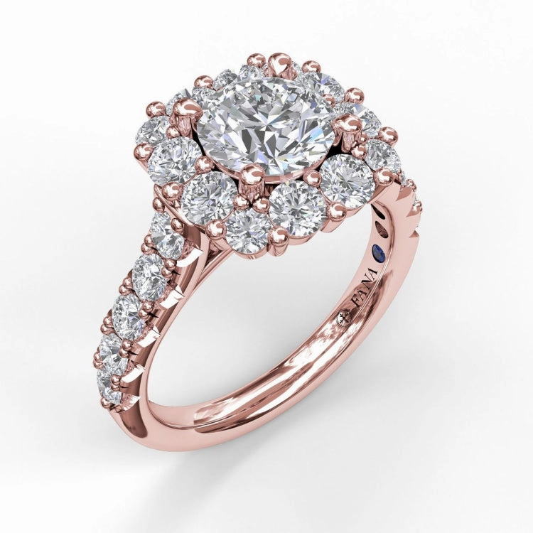 Large Diamond Cushion Halo Engagement Ring
