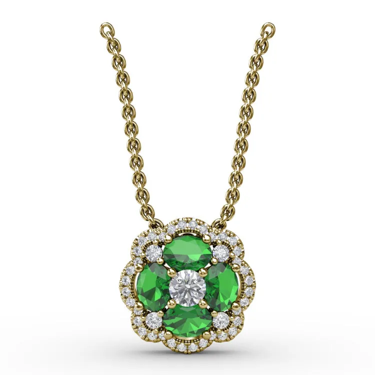 Love in Bloom Emerald and Diamond Pendant