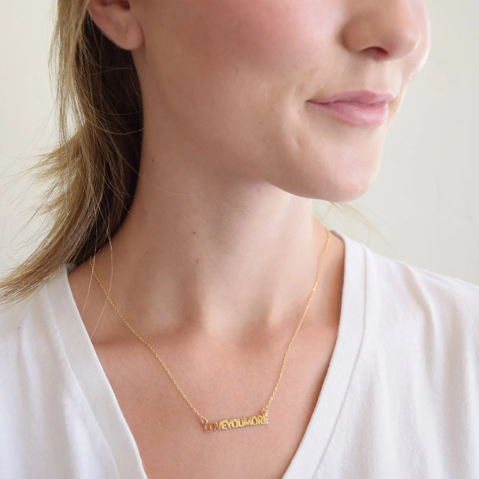 Love You More Bar Gold Necklace