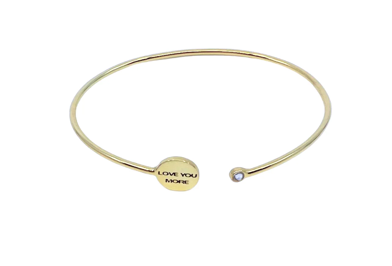 Love You More Thin Plated Cuff with Rhinestone