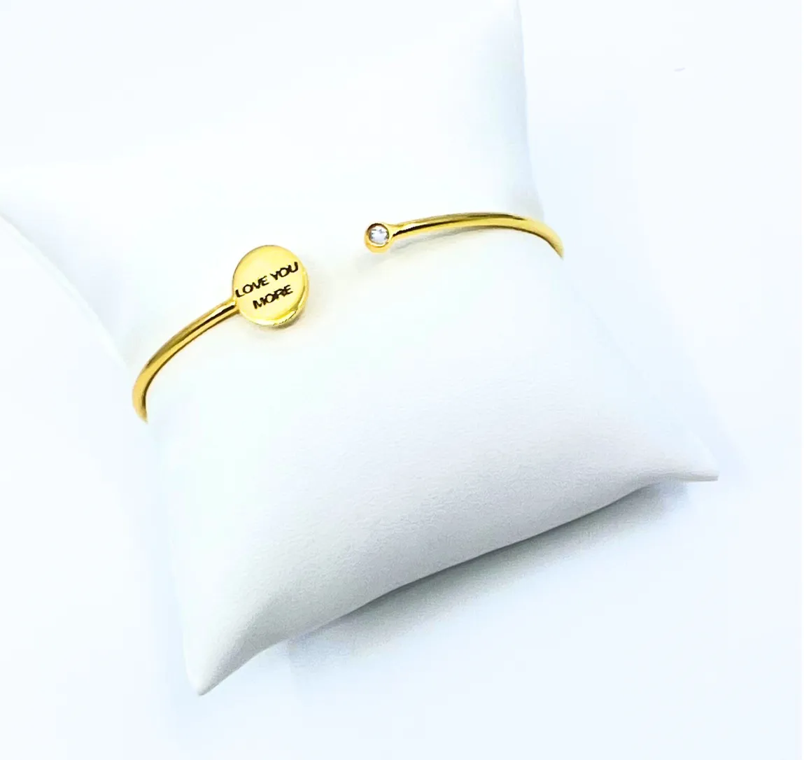 Love You More Thin Plated Cuff with Rhinestone
