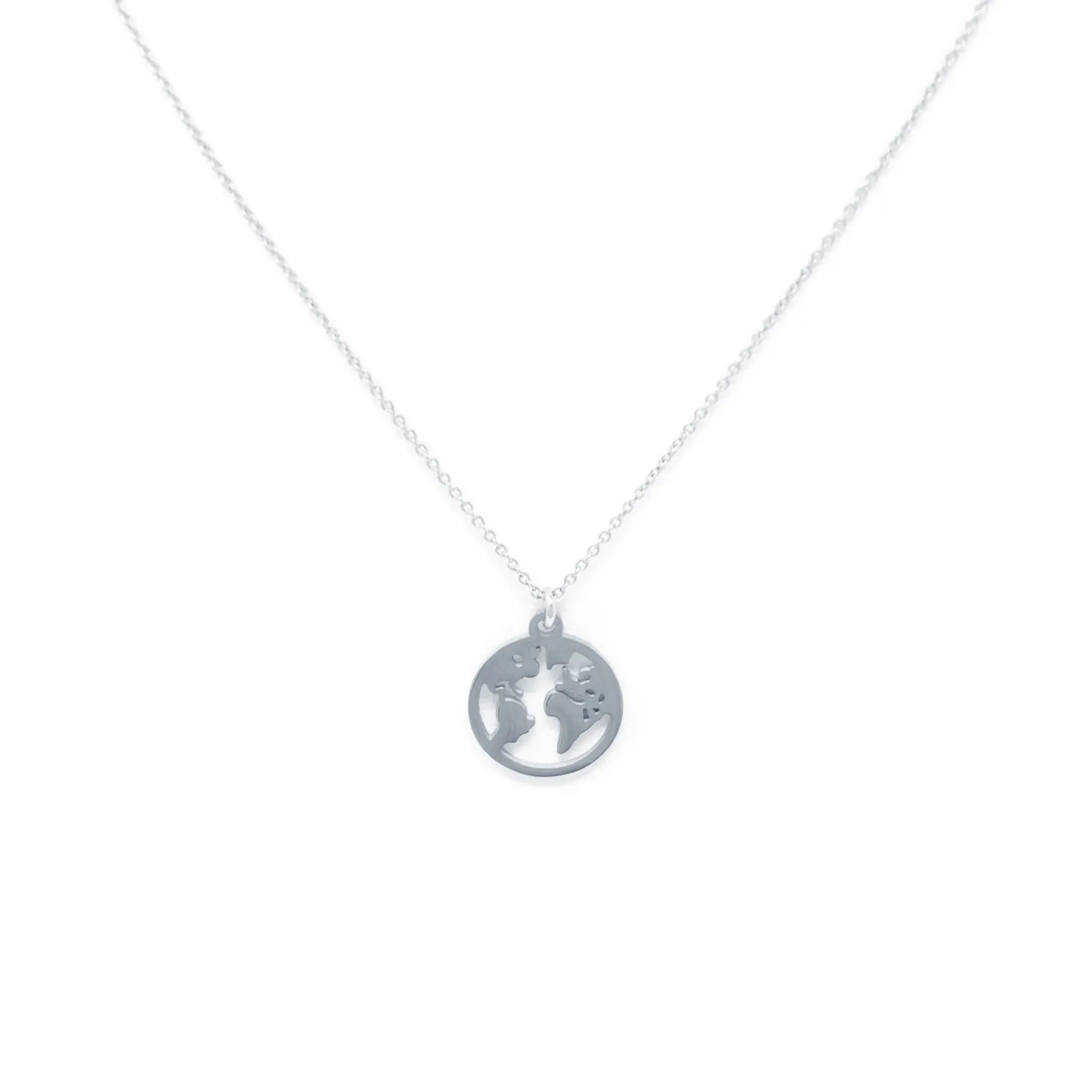Love You More World Necklace in Silver