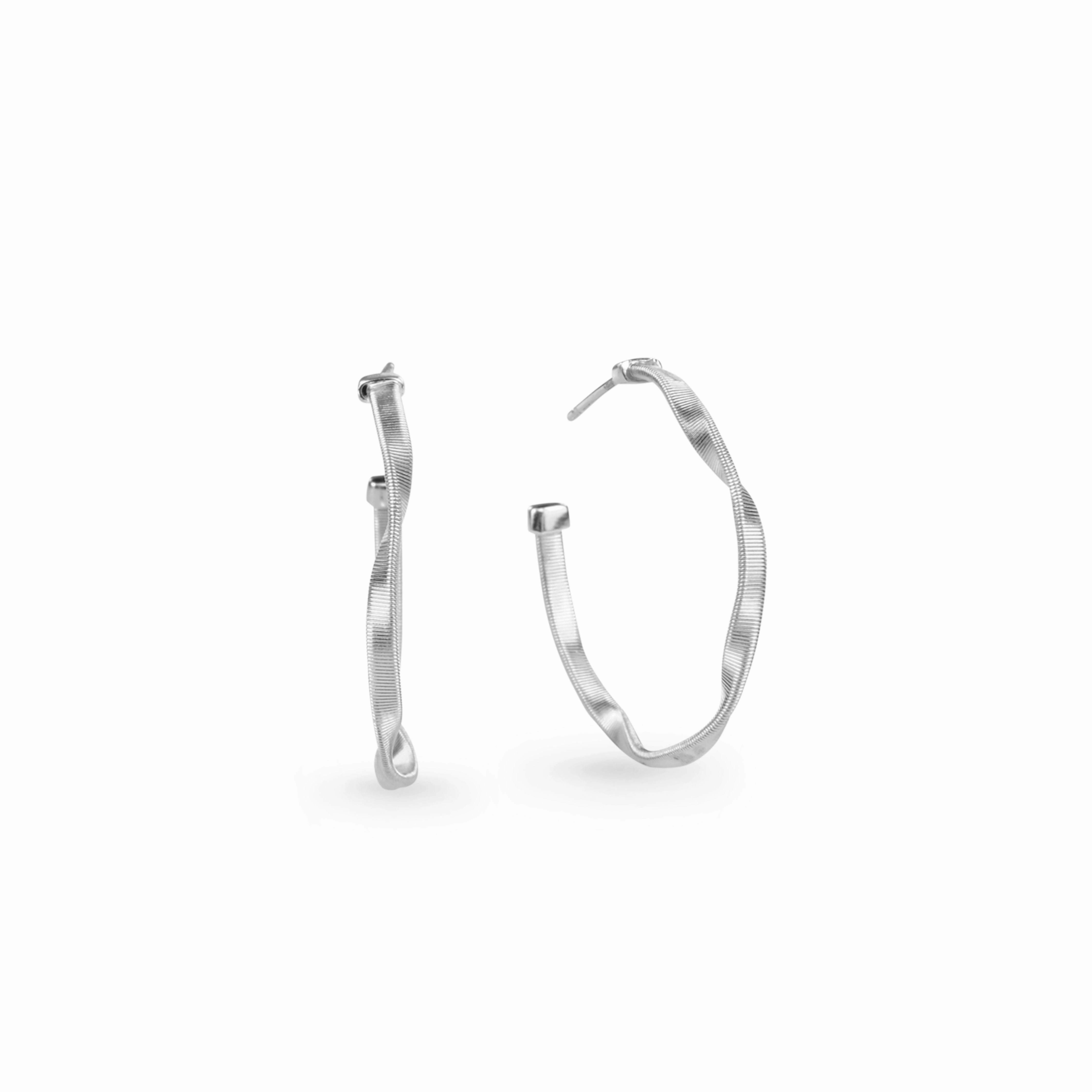 MARCO BICEGO 18K WHITE GOLD MEDIUM HOOP EARRINGS FROM THE MARRAKESH COLLECTION