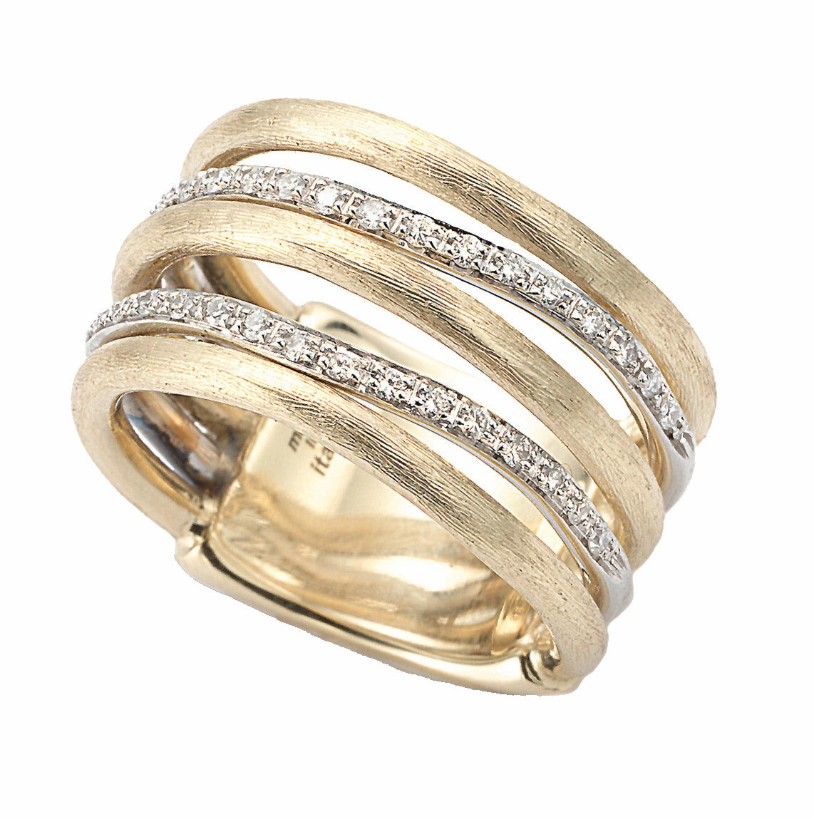 MARCO BICEGO 18K YELLOW AND WHITE GOLD 0.26CT VS/G WIDE DIAMOND RING FROM THE JAIPUR COLLECTION