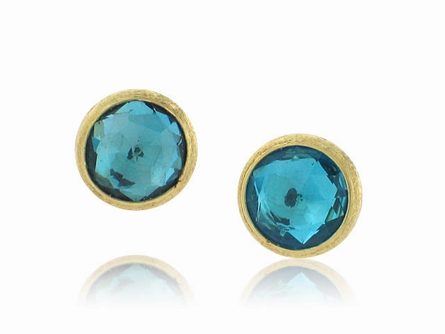 MARCO BICEGO 18K YELLOW GOLD BLUE TOPAZ STUD EARRINGS FROM THE JAIPUR COLLECTION