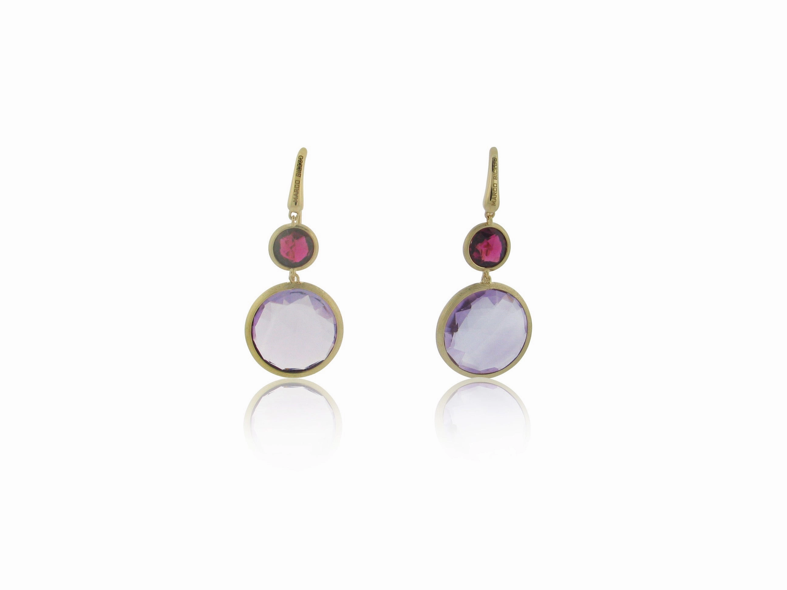 MARCO BICEGO 18K YELLOW GOLD PTOURMALINE AND AMETHYST DANGLE EARRINGS FROM THE JAIPUR COLLECTION