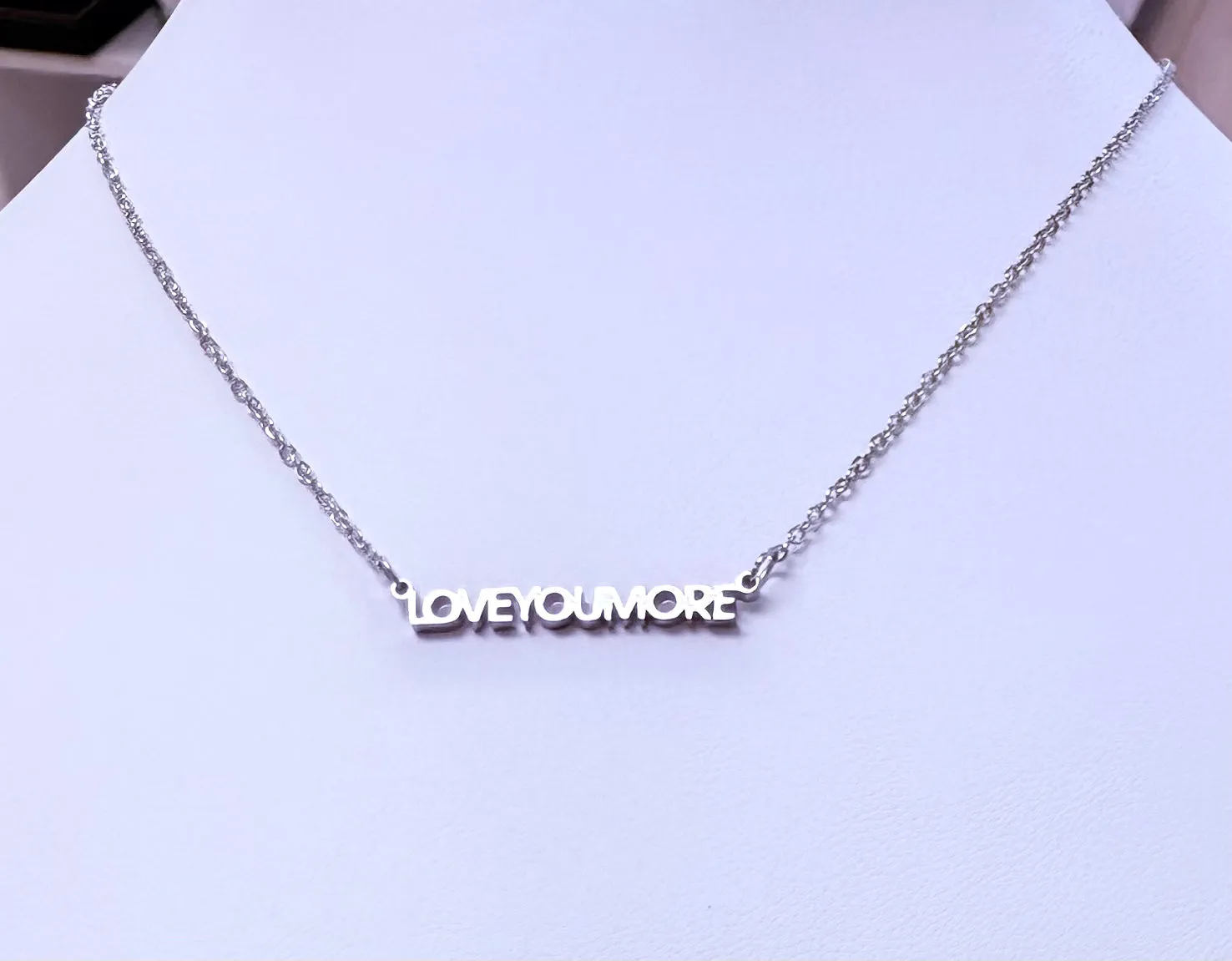 Mini Love You More Bar Silver Necklace