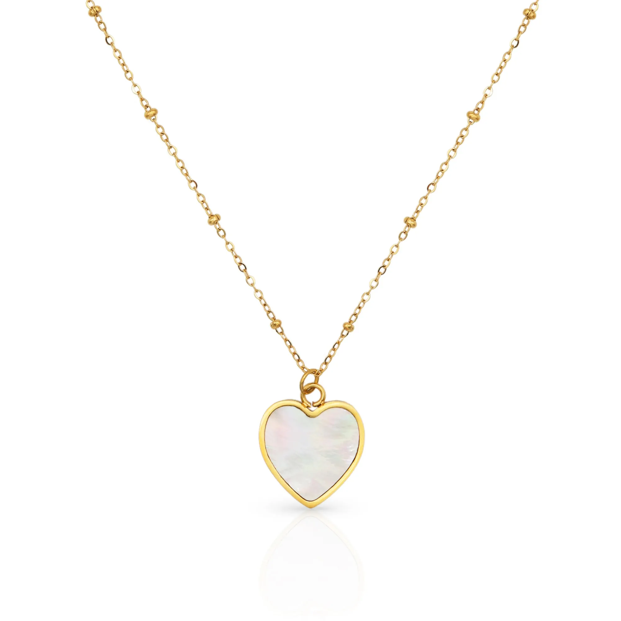 Mother of Pearl Heart Gold Necklace