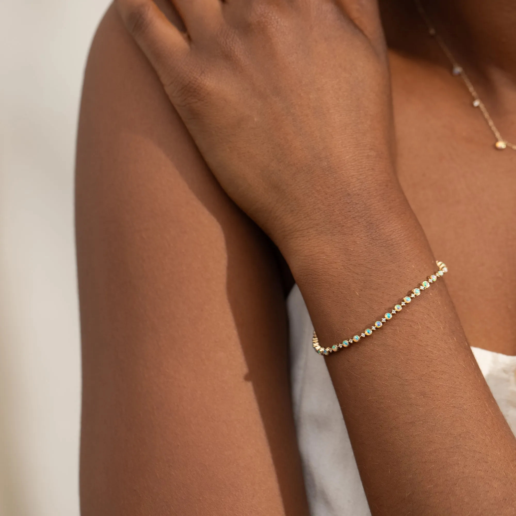 Opal   Diamond Tennis Bracelet