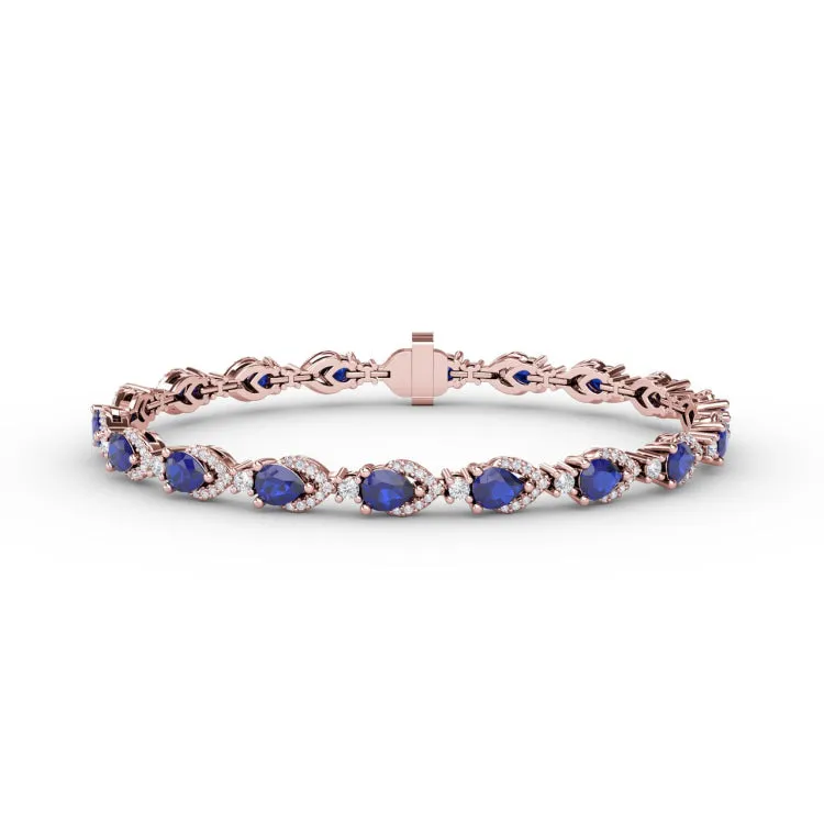 Pear-Shaped Sapphire and Diamond Bracelet