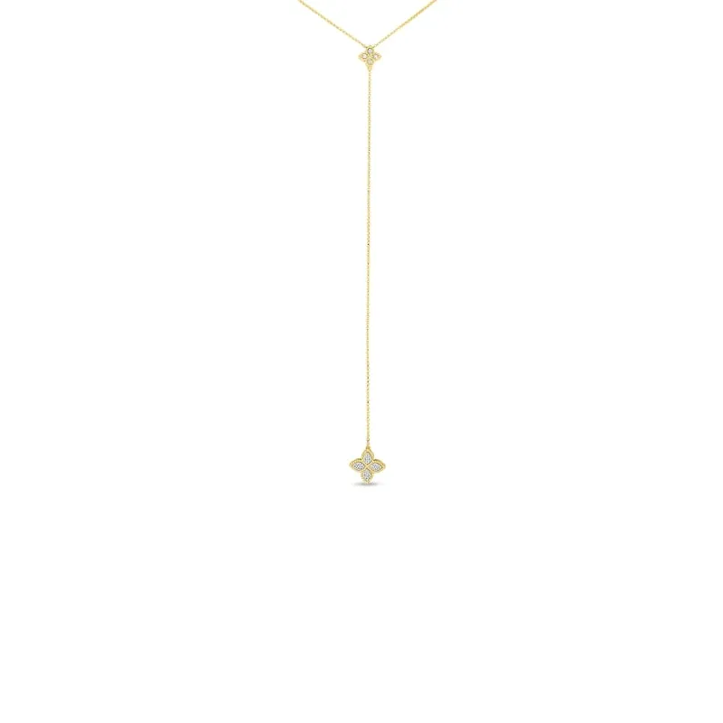 ROBERTO COIN 18K GOLD & DIAMOND FLOWER LARIAT FROM THE PRINCESS FLOWER