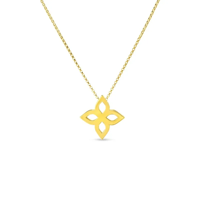 ROBERTO COIN 18K LARGE PRINCESS FLOWER OUTLINE PENDANT FROM THE PRINCESS FLOWER