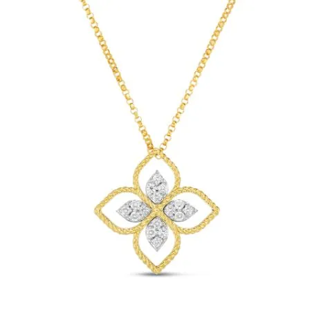 ROBERTO COIN 18K PRINCESS FLOWER .16CT DIA PENDANT