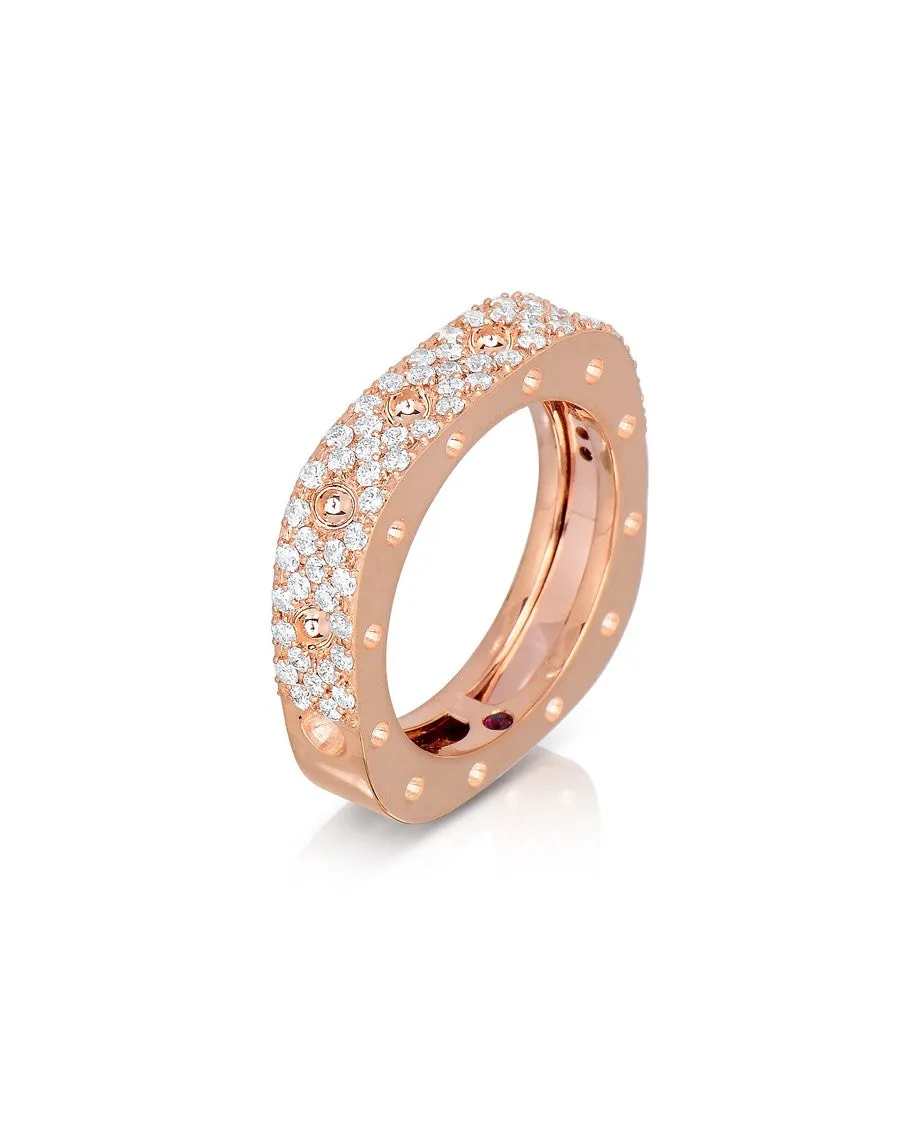 ROBERTO COIN 18K ROSE GOLD 0.67CT DIAMOND 3MM BAND ( ALL OTHERS SOLD SEPARATELY) FROM THE POIS MOI COLLECTION