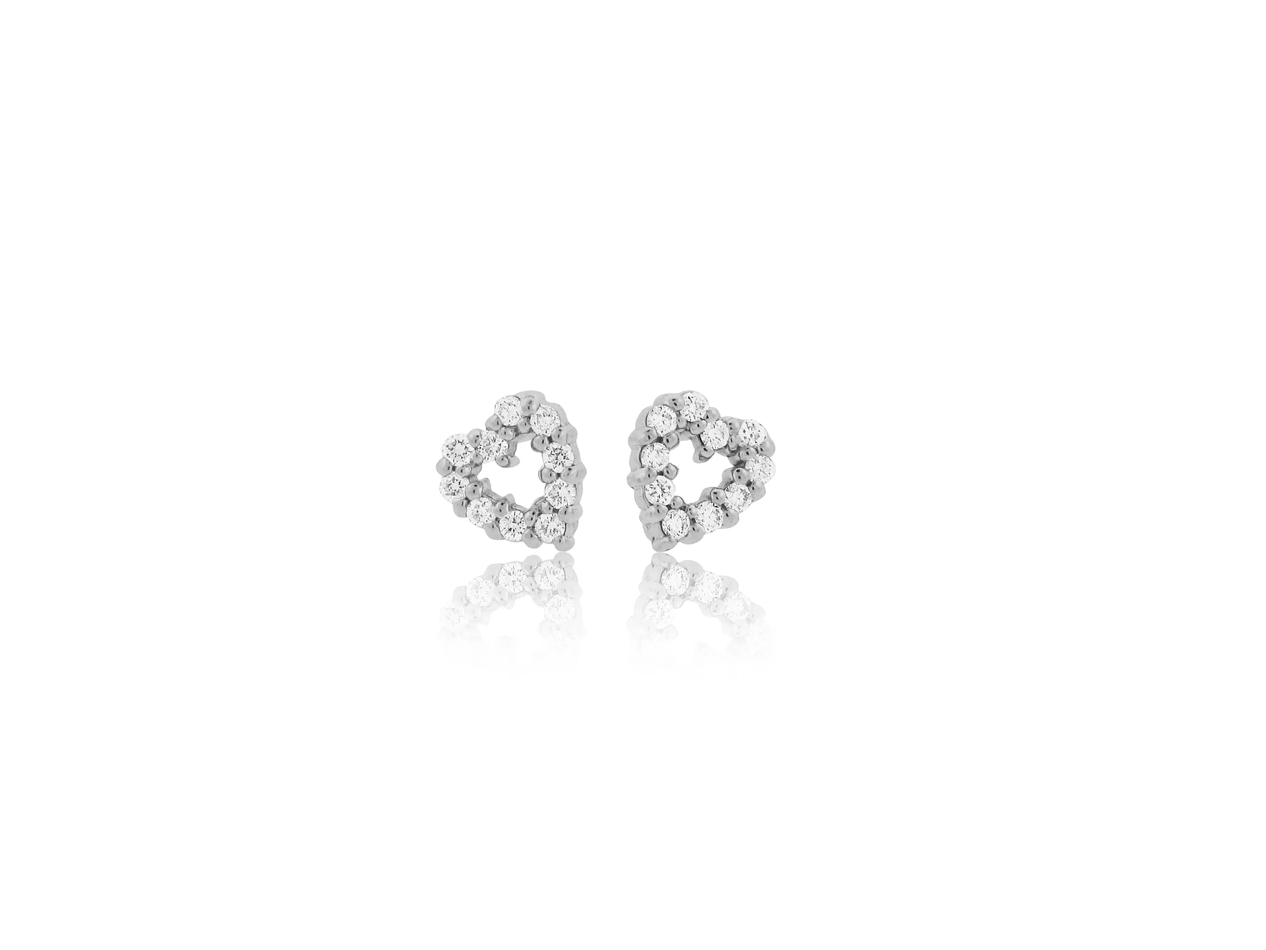 ROBERTO COIN 18K WHITE GOLD 0.24CT SI/G PETITE DIAMOND HEART STUD EARRINGS FROM THE TINY TREASURES COLLECTION