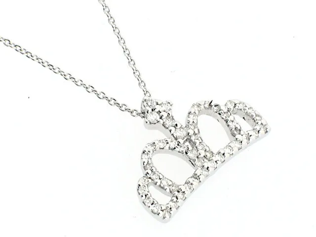 ROBERTO COIN 18K WHITE GOLD 0.26CT VS/G DIAMOND TIARA PENDANT FROM THE TINY TREASURES COLLECTION