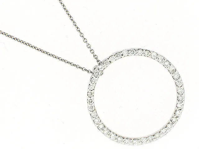 ROBERTO COIN 18K WHITE GOLD 0.42CT SI/G DIAMOND CIRCLE PENDANT FROM THE CIRCLE OF LIFE COLLECTION