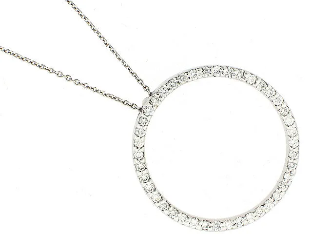 ROBERTO COIN 18K WHITE GOLD 0.51CT SI/G DIAMOND CIRCLE PENDANT FROM THE CIRCLE OF LIFE COLLECTION