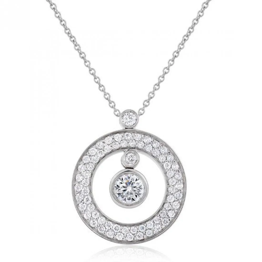 ROBERTO COIN 18K WHITE GOLD 0.67CTTW DIAMOND BABY "O" PENDANT FROM THE CENTO COLLECTION
