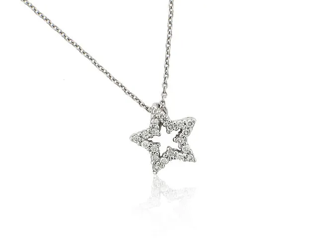 ROBERTO COIN 18K WHITE GOLD .09CT SI/G DIAMOND STAR PENDANT FROM THE TINY TREASURES COLLECTION