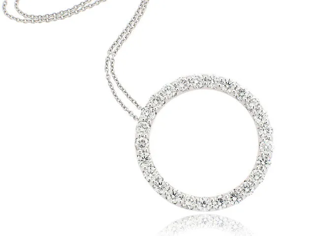 ROBERTO COIN 18K WHITE GOLD 1.73CT SI/G DIAMOND CIRCLE PENDANT FROM THE CIRCLE OF LIFE COLLECTION