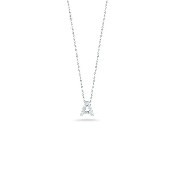 ROBERTO COIN 18K WHITE GOLD & 0.03CT DIAMOND 'A' INITIAL PENDANT