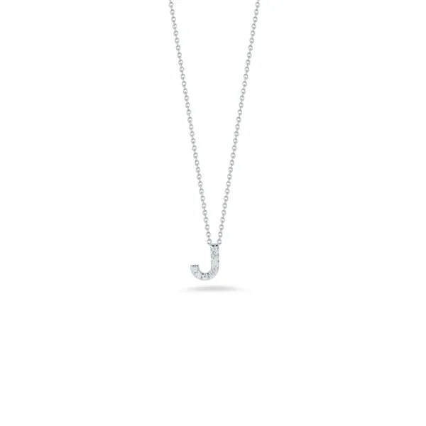 ROBERTO COIN 18K WHITE GOLD & 0.03CT DIAMOND 'J' INITIAL PENDANT