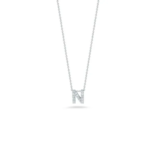 ROBERTO COIN 18K WHITE GOLD & 0.03CT DIAMOND 'N' INITIAL PENDANT