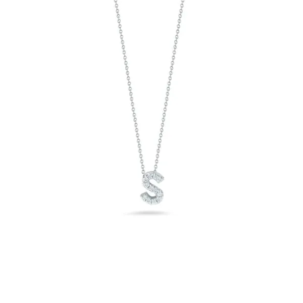 ROBERTO COIN 18K WHITE GOLD & 0.05CT DIAMOND 'S' INITIAL PENDANT