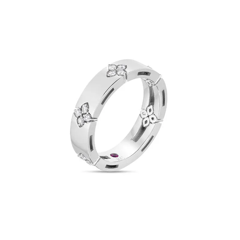 ROBERTO COIN 18K WHITE GOLD & 0.15CT DIAMOND LOVE IN VERONA RING