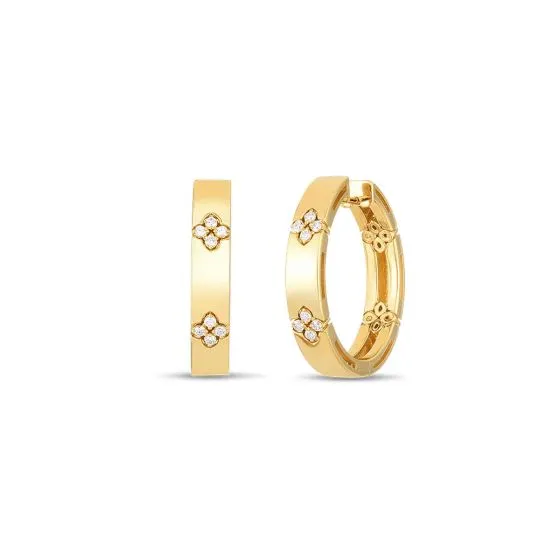 ROBERTO COIN 18K YELLOW GOLD 0.12CT DIAMOND VERONA HOOPS