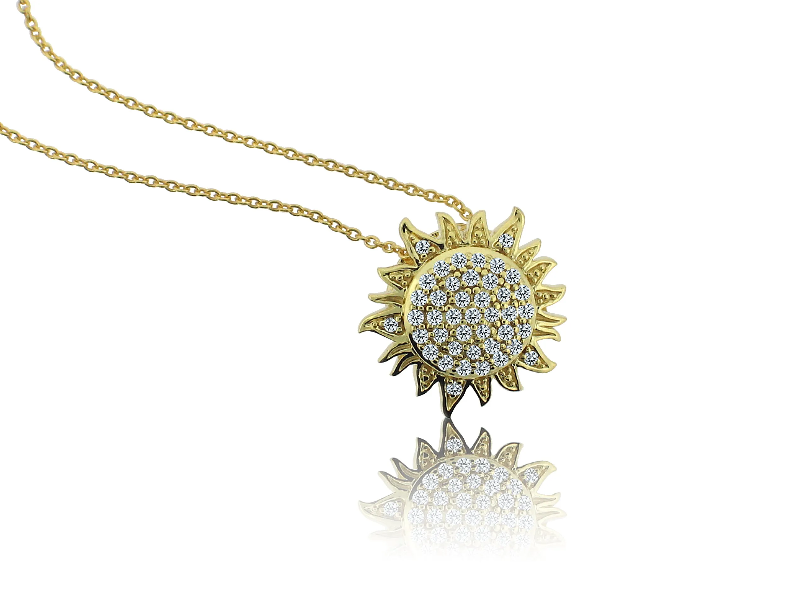 ROBERTO COIN 18K YELLOW GOLD 0.22CT COGNAC DIAMOND SUN PENDANT FROM THE DIAMOND COLLECTION